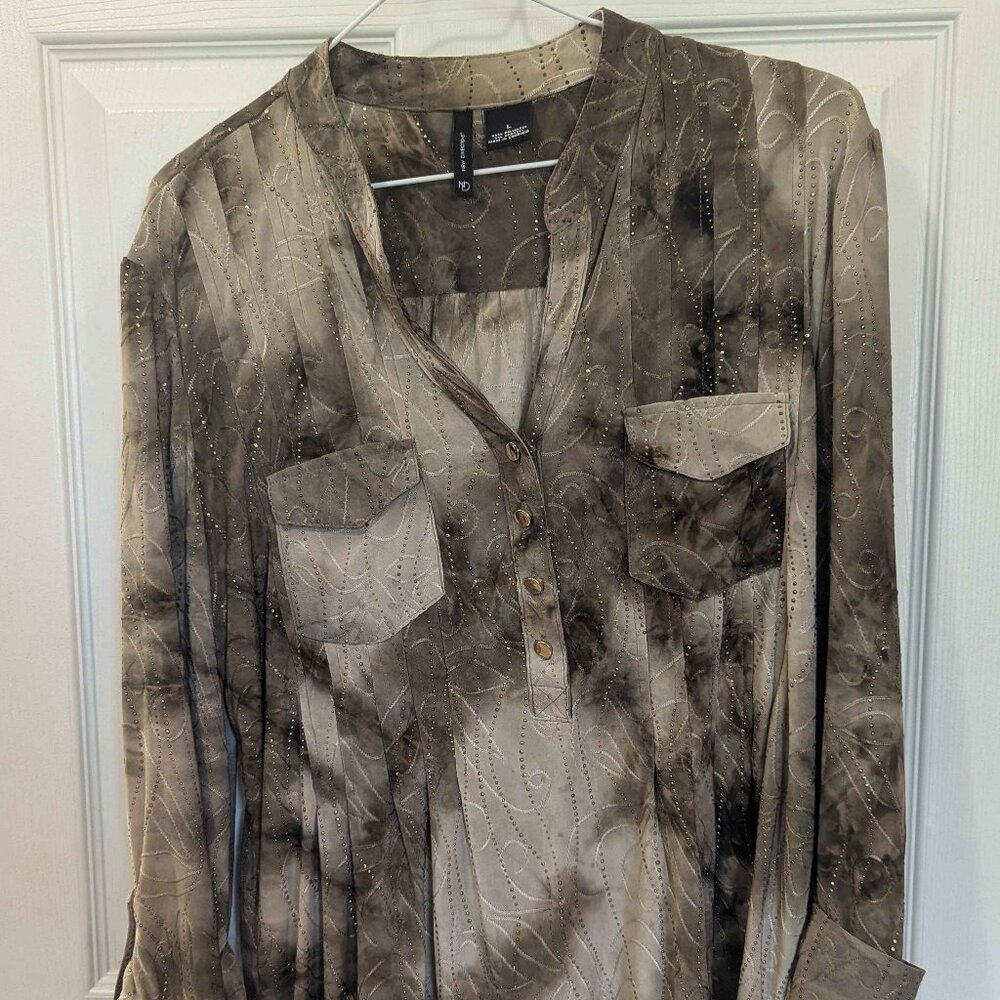 New Directions Size Large Long Brown Tunic Pull-Over